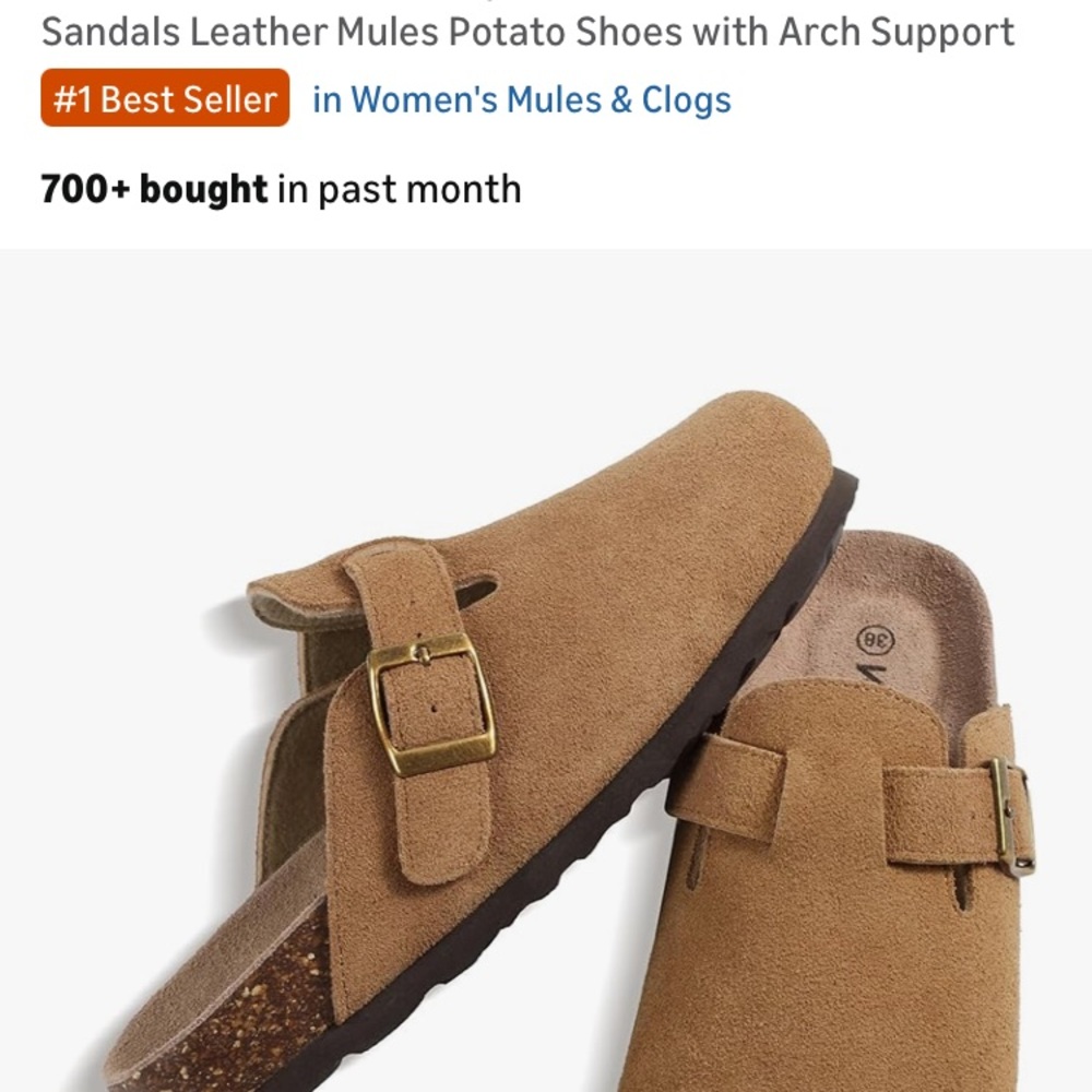 Women's Tan Suede Mules - Picture 3 of 10